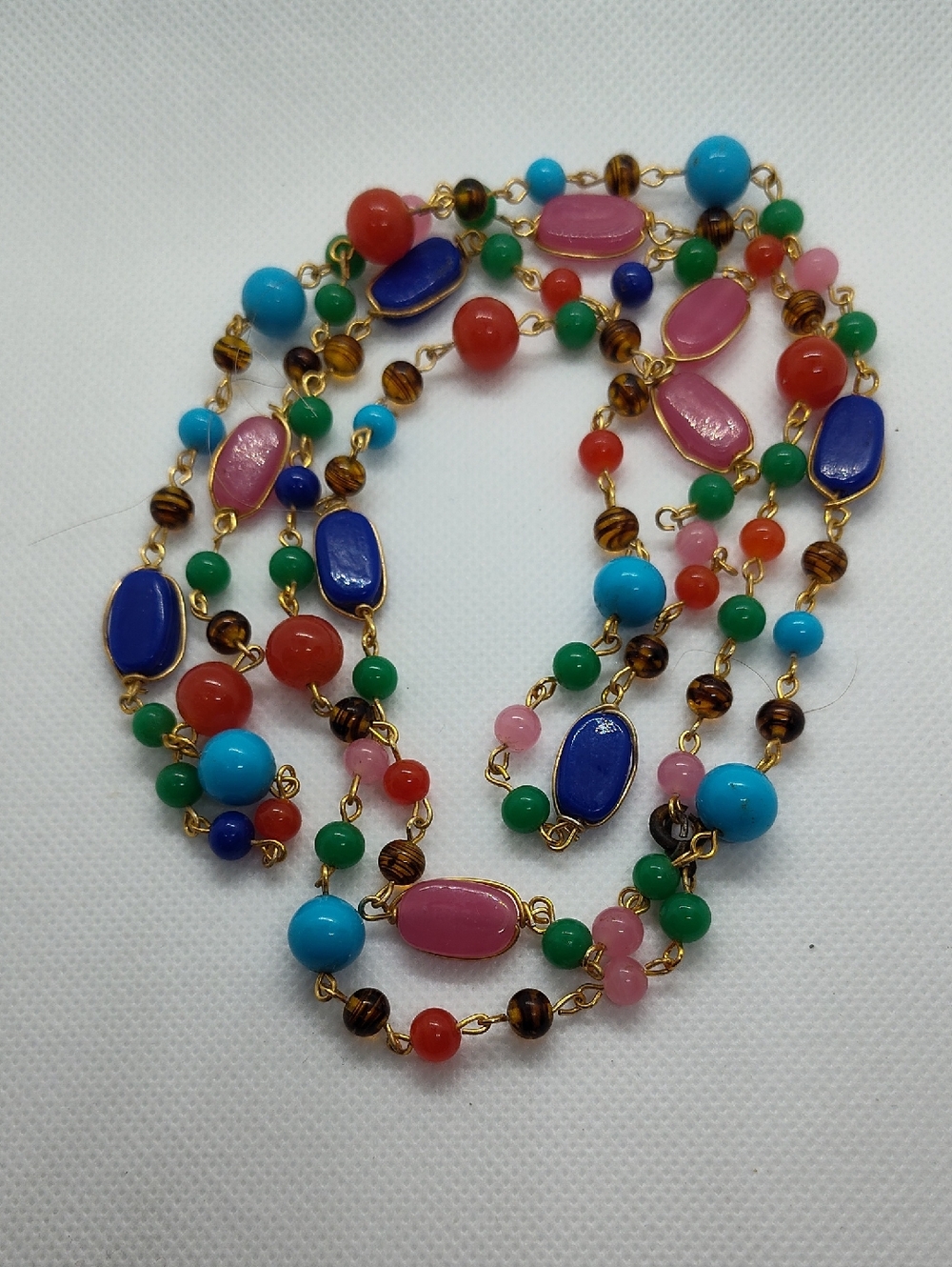Mid-century Flapper Style Venetian Glass   58 inch Necklace